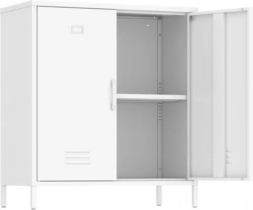Miniatura 14 de Armario de almacenamiento de metal con puertas y estante, gabinetes de almacenamiento para oficina, aparador para oficina, sala de estar, comedor