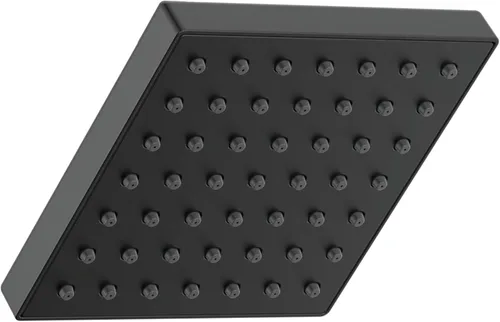 Delta Faucet Modern Cabezal de ducha de un solo rociador de 5 pulgadas, cabezal de ducha cuadrado negro, cabezal de ducha de alta presión, caudal de