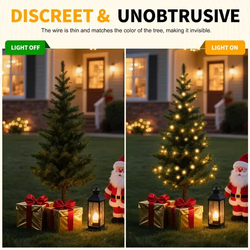 Miniatura 8 de Guirnalda de 500 luces LED de 164 pies, 8 modos de enchufe, con función de memoria, tira de luces verdes de Navidad para dormitorio, árbol