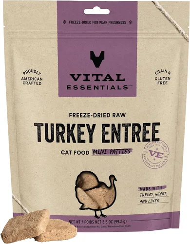 Miniatura 12 de Vital Essentials Alimento Crudo Liofilizado para Gatos, Mini Hamburguesas de Pavo, 8 oz