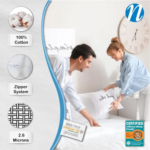 Miniatura 3 de Allersoft - Protector de colchón para control de alergias y ácaros, 100% algodón, Algodón, Blanco, gemelo