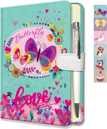 Miniatura 15 de Diario Blue Jay para niñas, regalo para adolescentes, niños, diario con bolígrafo y cierre magnético, 192 páginas para escribir, cuaderno forrado
