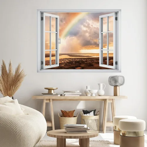 Miniatura 38 de SIGNWIN Adhesivo de pared removible/mural de pared para ventana, vegetación exuberante y árboles iluminados por el sol, fotografía, realismo