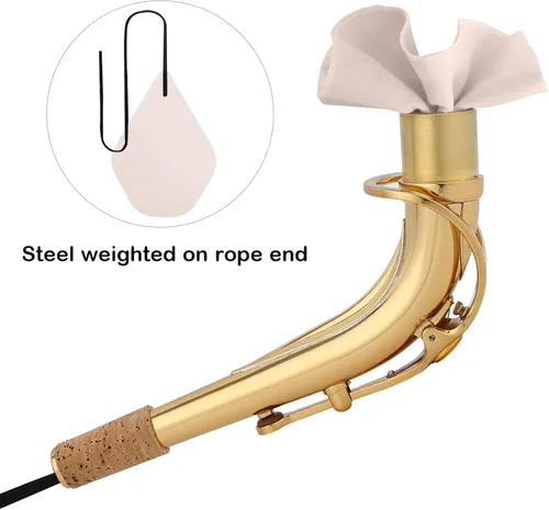 Miniatura 6 de Kits de limpieza de saxofón con estuche para instrumentos de trompeta, flauta de saxo y clarinete, 8 cojines de boquilla de saxofón, cepillo de Beige