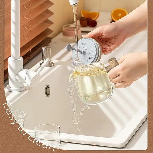 Miniatura 8 de Taza automezclable, taza de café eléctrica de 13.5 onzas con tapa, varilla de agitación desmontable, para oficina, viajes, hogar, café (transparente)