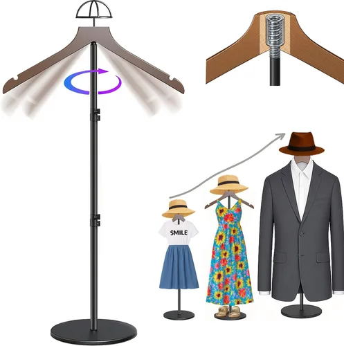Miniatura 11 de Soporte para camisetas (negro, 44.5 pulgadas con soporte para sombreros, 1 unidad)
