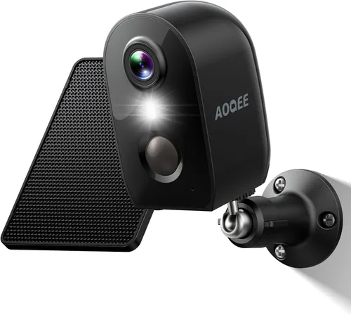 AOQEE Cámara solar para exteriores, inalámbrica, 2K, funciona con batería, cámaras exteriores para seguridad del hogar con detección de movimiento