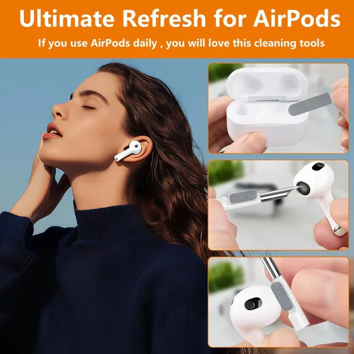 Miniatura 5 de Kit de limpieza de teléfono celular, kit de limpieza para iPhone para puerto de carga, kit de limpieza de teclado para Airpods/Android/USB Blanco