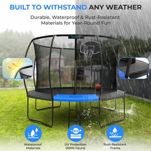 Miniatura 6 de SereneLife Trampoline Outdoor 8FT 10FT 12FT 14FT with Enclosure Net, Ladder and Anti-Rust Coating - ASTM Approved Recreational Trampolines - Heavy