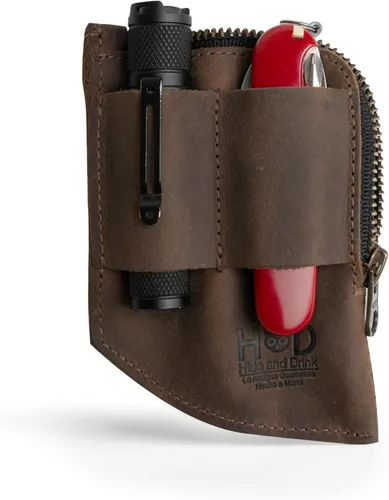 Hide & Drink, Billetera de bolsillo EDC, organizador de efectivo curvado, soporte para tarjetas frontal delgado, clip para dinero, cuero de grano