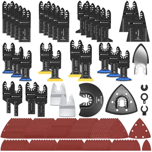Miniatura 12 de 110 piezas de cuchillas multiherramienta, hoja de herramienta oscilante, hojas de sierra oscilantes universales de titanio para metal, clavos