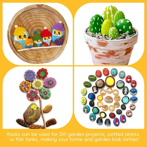 Miniatura 6 de Simetufy 30 rocas de río para pintar de 1.2 a 3.5 pulgadas, piedras naturales, lisas y planas para manualidades, amabilidad y arte de jardín