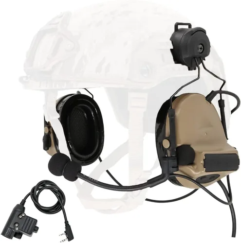 Miniatura 9 de Auriculares tácticos con adaptador de riel ARC, protección auditiva con almohadillas de gel para deportes de airsoft