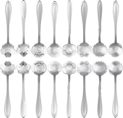 Miniatura 7 de 16 piezas de cucharaditas de té, cucharas de café bonitas de acero inoxidable ESRISE para decoraciones de fiesta de té (doradas)