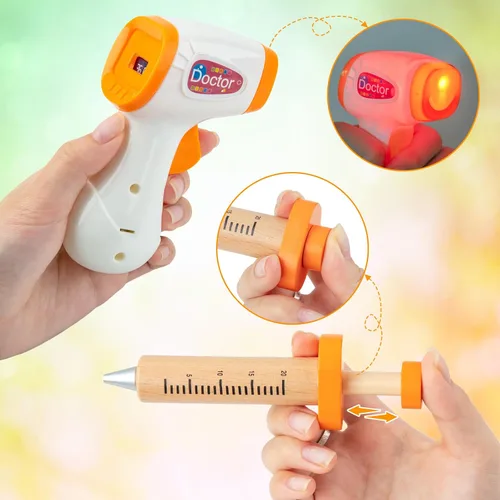 Miniatura 7 de EFO SHM Kit de médico para niños, 34 piezas para niños pequeños de 3 a 5 años con bolsa de almacenamiento médico y estetoscopio real, para niños
