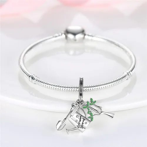 Miniatura 100 de MULA - Dijes de plata de ley 925 para pulseras y collares, colgantes de letras para la familia, cuentas de viaje en avión, dijes de árbol