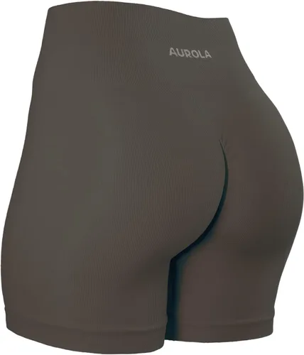 AUROLA Pantalones cortos de entrenamiento para mujer, control de abdomen, a prueba de sentadillas, acanalados, gruesos, sin costuras, pantalones
