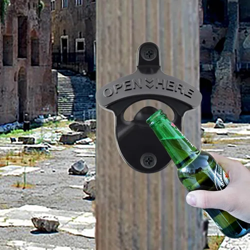 Miniatura 5 de Abrebotellas de cerveza magnética negra para montar en la pared, con imanes incrustados, 5 unidades Negro