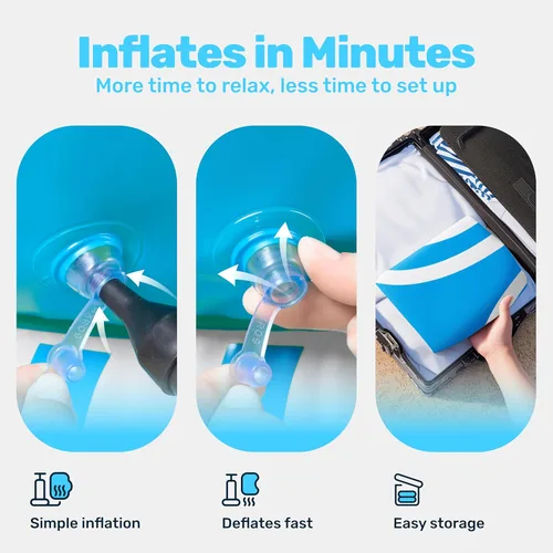 Miniatura 5 de Sloosh Tumbona inflable para piscina, flotadores de piscina, sofá de aire inflable con respaldo grande, tubos de río resistentes, flotador de agua