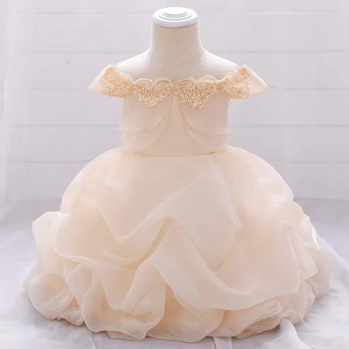 Miniatura 3 de Vestido de princesa con lentejuelas bordadas con hombros descubiertos y lentejuelas para niñas pequeñas, vestidos de fiesta de dama de honor