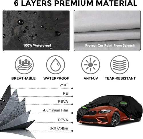 Miniatura 3 de Cubierta de Auto Impermeable Reemplazo para BMW M2 Serie 2 2014-2025 (F22/F23 G42 F87 218i 220i 230i 228i 235i 240i), Protector a Medida 210T