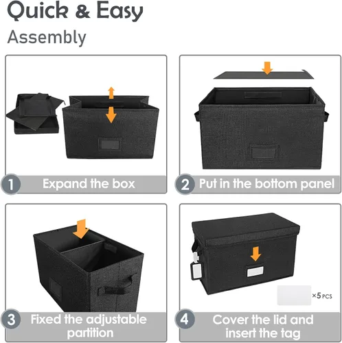 Miniatura 7 de Woodoulogy Caja de almacenamiento de discos de vinilo para LPs de 7 pulgadas/45 RPM, caja negra con tapa con capacidad para hasta 80 álbumes