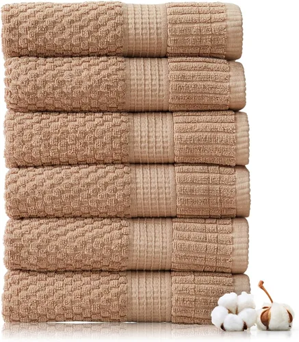 Miniatura 39 de NY Loft Juego de 4 toallas de baño 100% algodón, supersuaves y absorbentes, de secado rápido, 30 x 52 pulgadas, algodón texturizado y duradero