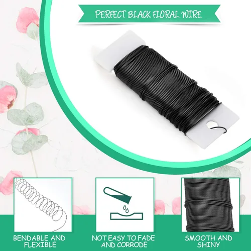 Miniatura 3 de Alambre floral de 38 yardas, 114 pies, alambre de paleta flexible de calibre 22 para coronas de manualidades, arreglos florales, envoltura de tallo