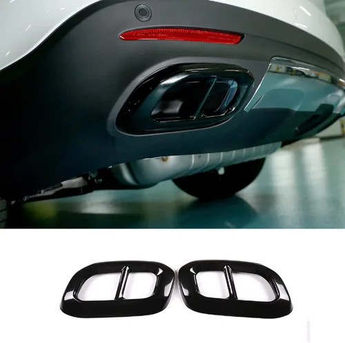 V8 Look Silenciador de escape plateado Cubierta de tubo trasero para Mercedes Benz GLE GLS GLC Clase 2020 (negro)