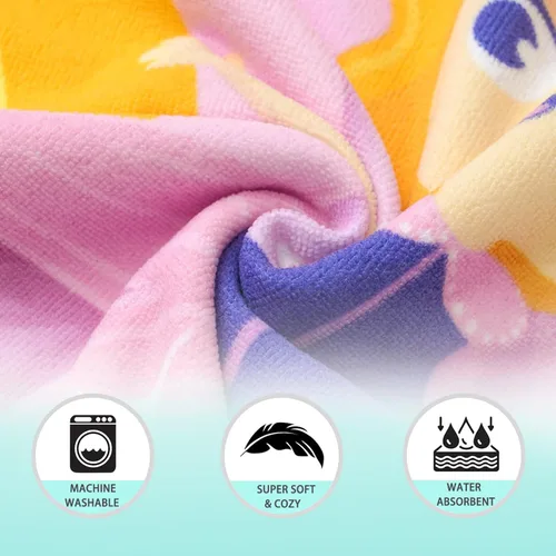 Miniatura 5 de NovForth Toalla de playa para niños y niñas, envoltorio de toalla de baño con capucha, toalla de piscina para niños pequeños con capucha Rainbow Girl