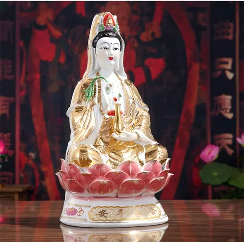 Miniatura 2 de Estatua de Guan Yin Quan Yin Estatua budista Avalokiteshvara Kuanyin/Estatua de budismo en Lotus - Los mejores regalos chinos de Feng Shui