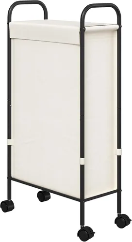 Miniatura 8 de ELYKEN Cesta de lavandería delgada con tapa, cesta de lavandería rodante pequeña de 50L con ruedas, carrito estrecho de 7.9" para ropa sucia