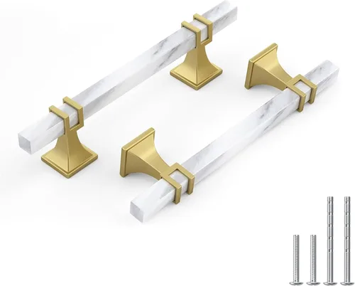 Miniatura 33 de Haliwu Paquete de 5 tiradores de gabinete con barra en T negra y dorada de 3 pulgadas, tiradores de puerta para armarios de cocina, manijas de zinc