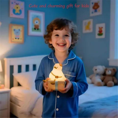Miniatura 6 de Luz nocturna de pato para niños, regulable al tacto, recargable portátil y esponjosa, luz nocturna LED de silicona, regalo kawaii, guardería
