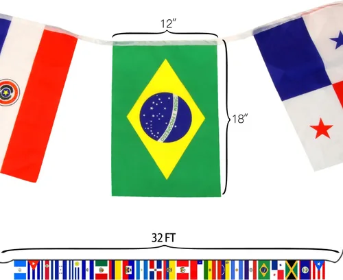 Miniatura 4 de Anley Banderas de cadena de 23 países de América Latina – Surtido de banderas latinas para patrimonio del mes hispano, eventos internacionales