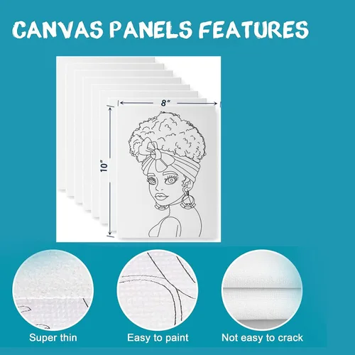 Miniatura 4 de Pre dibujado para pintar para adultos, paquete de 10 unidades de 8 x 10 pulgadas sin marco, sorbo y lienzo de pintura, lienzo dibujado para pintar