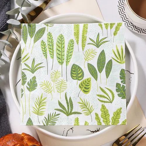 Miniatura 2 de 20 servilletas desechables verdes – Servilletas de cena de 2 capas impresas botánicas – Servilletas de papel para cenas, fiestas, uso diario 4