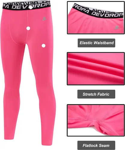 Miniatura 5 de DEVOROPA Leggings de compresión para niños y jóvenes, mallas deportivas con forro polar térmico