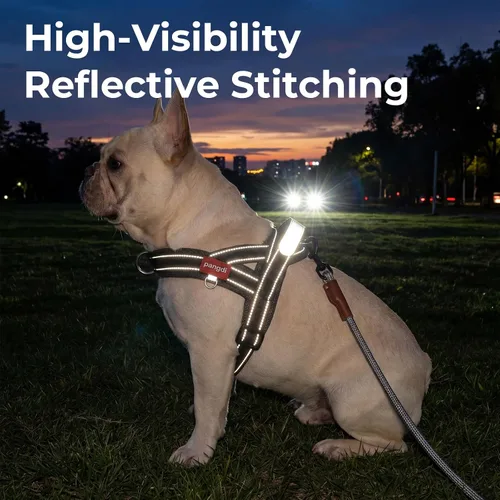 Miniatura 6 de Arnés para perro sin tirón con asa, chaleco reflectante ajustable Corgi, arnés para mascotas acolchado con malla de aire transpirable con clip