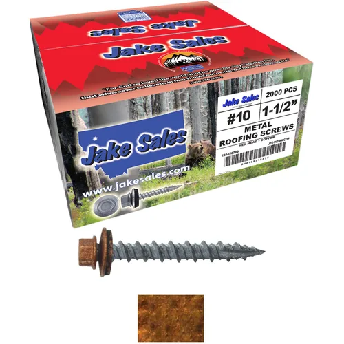 Miniatura 26 de 10 tornillos para techos de metal gris ABC de 1-1/2 pulgadas, cabezal de arandela hexagonal, arranque automático/roscado, arandela EPDM. 1 bolsa