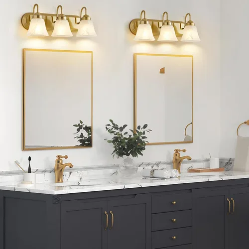 Miniatura 6 de EJIAXIN Lámpara de baño de 3 luces sobre espejo – Accesorios de iluminación vintage para baño, lámpara de pared fácil de instalar, luces de tocador