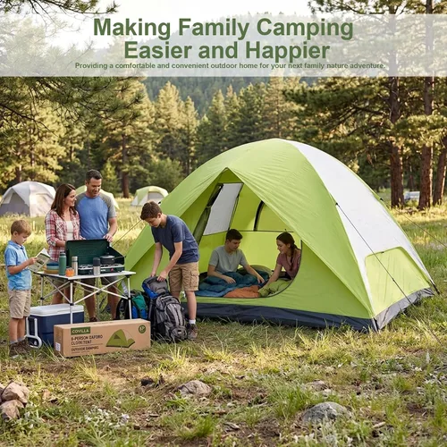 Miniatura 4 de Camping Tents Outdoor Tents, 4/6 Person Family Camping Tent,Heavy Duty,Waterproof Windproof, Oxford Fabric Ground Cloth Fishing, Hiking, Summer