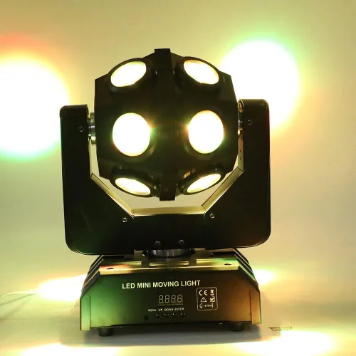Miniatura 9 de Luz LED de cabeza móvil de 150 W, 4 en 1, RGBW, 12 luces LED de escenario giratorias, DMX512, activadas por sonido, luces de haz de DJ, luz