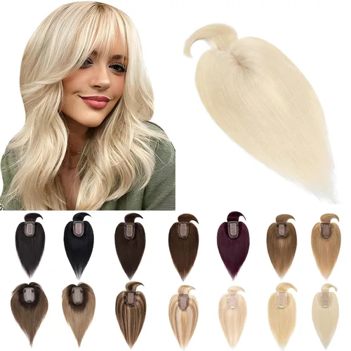 Miniatura 19 de SEGO Extensiones de Cabello para Mujeres Cabello Humano Real Con Flequillo, Base de Seda de 7 * 13CM (2.8 x 5.1 pulgadas) Cabello Humano Remy 100%