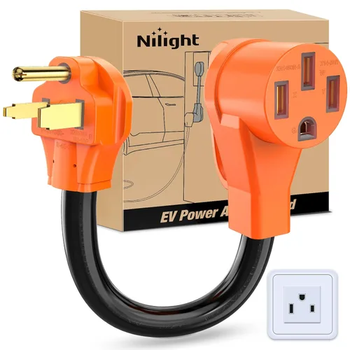 Miniatura 13 de Nilight - 50033R Adaptador de enchufe RV de 18 pulgadas, 50 amperios a 30 amperios, adaptador eléctrico de Dogbone de alta resistencia con mango 115G