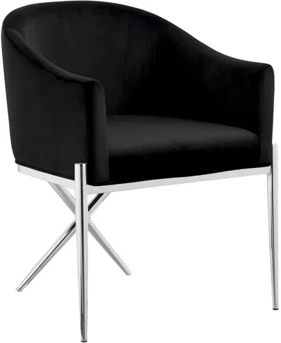 Miniatura 9 de Meridian Furniture Xavier Collection Modern Silla de comedor tapizada de terciopelo contemporáneo con patas de acero resistentes en forma de X