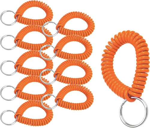 Miniatura 46 de Lucky Line - Resorte de muñeca en espiral de 2 pulgadas de diámetro con llavero de acero, multicolor, pulsera flexible para muñeca, se estira hasta