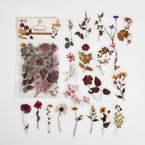 Calcomanías para mascotas para álbumes de recortes, kit de papel estético de flores vintage, agenda, diario, suministros decorativos, 40 unidades