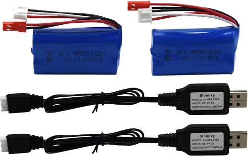 Miniatura 5 de Blomiky Batería recargable de iones de litio de 7.4V 2S 600mAh con enchufe JST y cable adecuado para algunos coches RC camiones vehículos