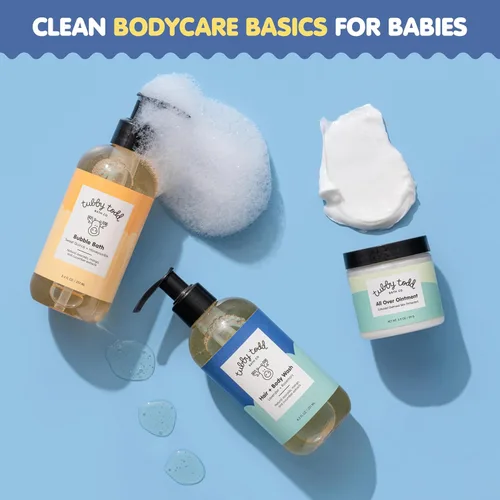Miniatura 2 de Set de regalo de baño para bebé TUBBY TODD Essentials – 8.5 onzas de lavado para cabello y cuerpo, 8.5 onzas de baño de burbujas y 3.5 onzas